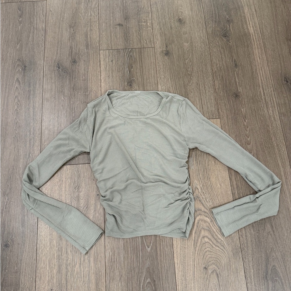 ALO Yoga Sage Green Gather Long Sleeve Top